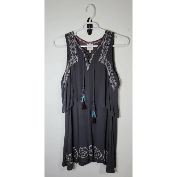 Knox Rose Dresses & Skirts - Knox Rose Women's Festival Boho Causal Dress Gray w/ Embroidery SZ XL